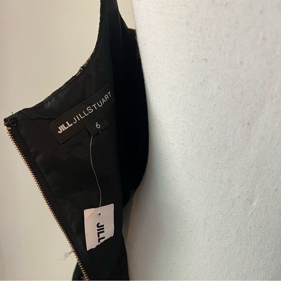 JILL STUART Floral Jacquard A-line Mini Dress NEW Size 6 Black & Gold - Picture 7 of 8